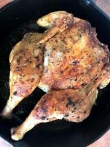 Roasted Chicken in a cast iron pan